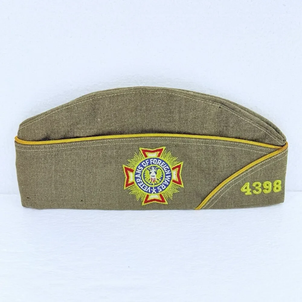 Vintage VFW Post 4398 Missouri Garrison Cap Hat Military Veterans Foreign Wars